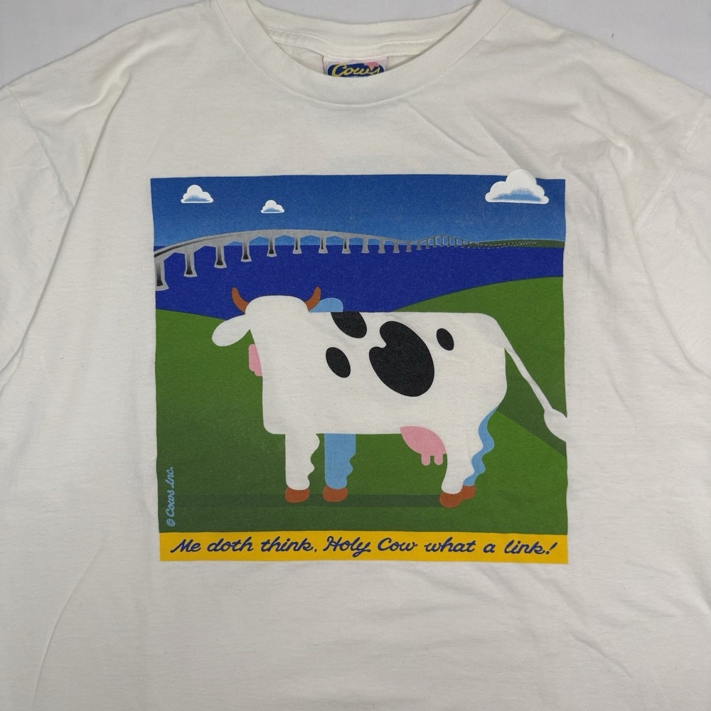 Vintage 90s Marc Gallant Confederation Bridge Cows Prince Edward's Island L/XL - Picture 2 of 10